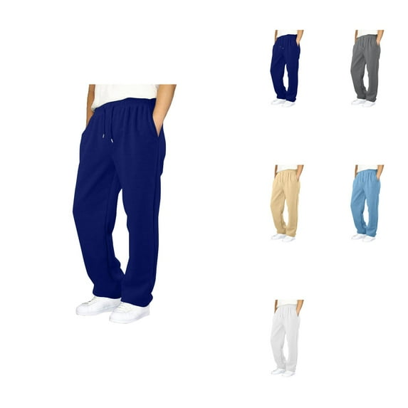 Boys' Loose Fit Wide Leg Sweatpants – Solid Color Elastic Waist with Drawstring, Straight Leg Open Bottom Casual Joggers with Pockets