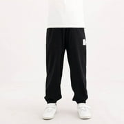 Boys Loose Pants Size 10-12 Soft Cotton Thin Elastic Waist Pants Fashion Solid Color Long Bloomers Leg-Tied Trousers Joggers Walking Casual Pants Clearance