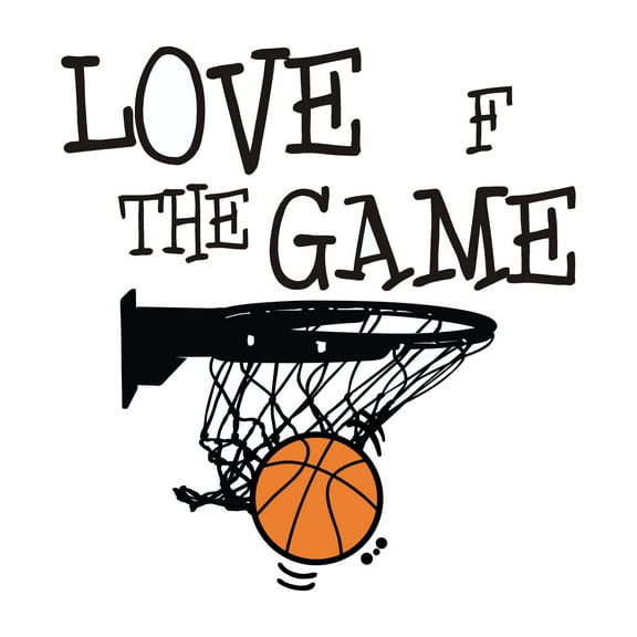 Boys Love of the Game Active Sports Wall Decal Decoration Basketball Court Hoop Boys Room Decor Lasts Years and Easily Removable - Size: 18 In(W) x 20 In(H)