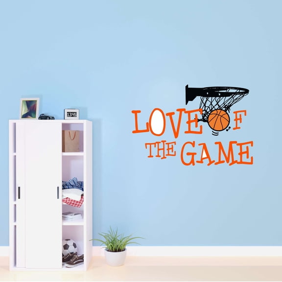 Boys Love of the Game Motivational Sports Wall Decal Decoration Basketball Slam Dunk Sports Vinyl Mural Decal Lasts Years and Easily Removable - Size: 10 In(W) x 7 In(H)