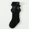 thumbnail image 1 of Boys Low Cut Socks Girls Knee High Socks Bow Stockings Toddler Breathable Long Tube Knit Cute Socks Circulation Crew Socks Black 3-5Y, 1 of 5