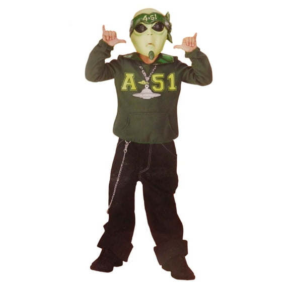 Boys Martian Space Alien Halloween Costume Mask Top & Medallion Medium 6-8