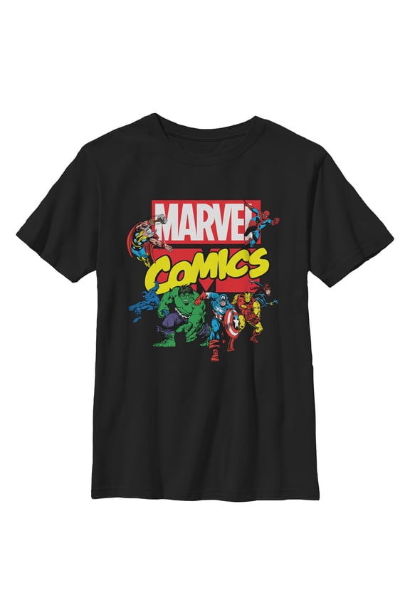 Boys Marvel Assemble Comic Team T Shirt