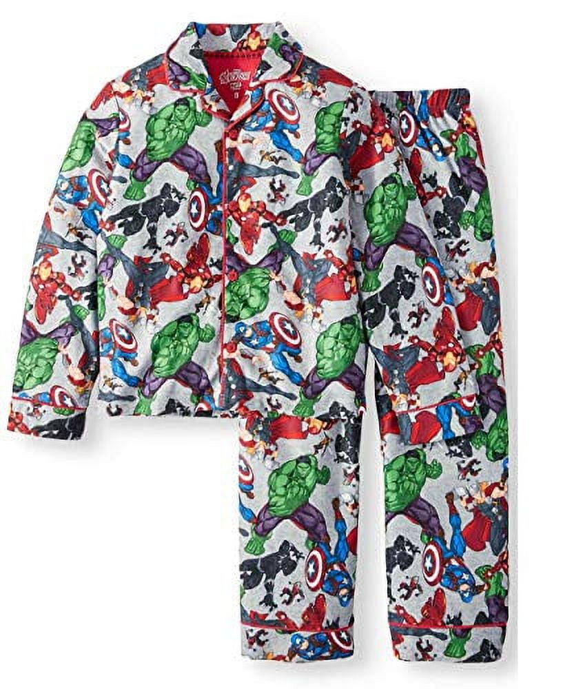 Boys Marvel Avengers Superheroes 2 piece Coat Style Pajamas, Size Large ...