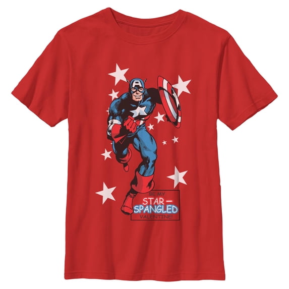 Boys Marvel Captain America Be My Star-Spangled Valentine T Shirt