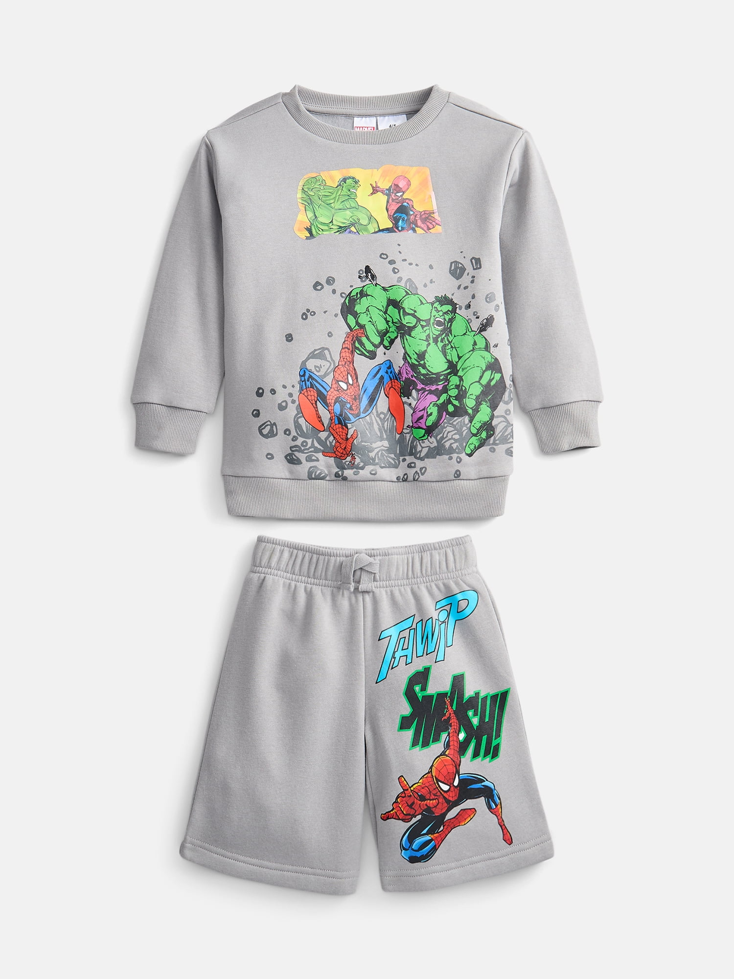 Marvel Boys Fleece Crewneck Sweatshirt and Shorts Set, 2 Piece, Sizes 4-16