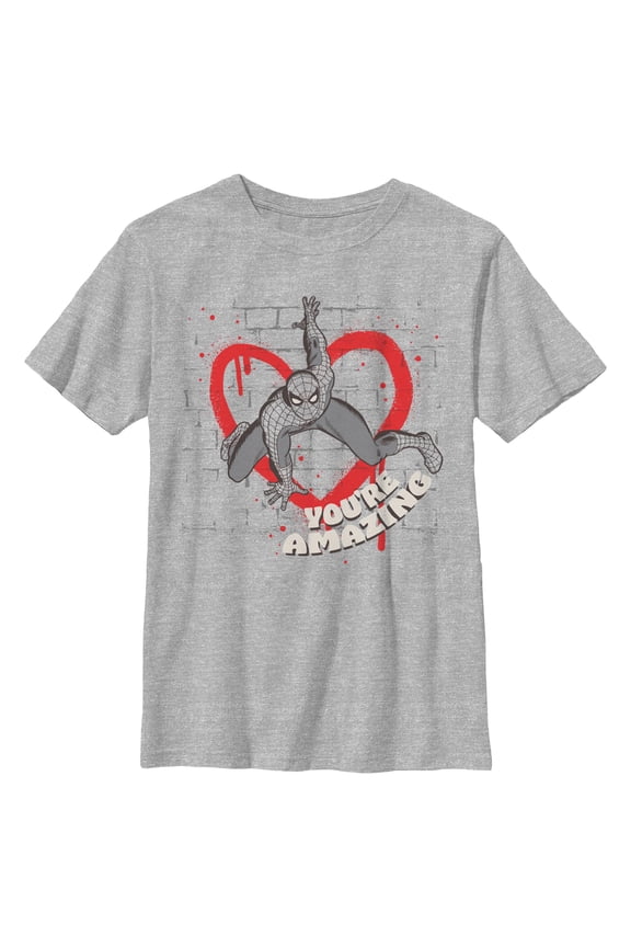 Boys Marvel: Spider-Man You Are Amazing Love Graffiti T Shirt