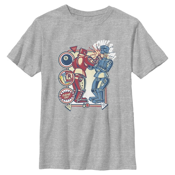 Boys Mattel Blue Bomber and Red Rocker Robots Game On T Shirt