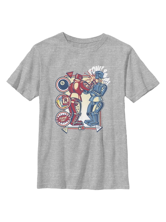 Boys Mattel Blue Bomber and Red Rocker Robots Game On T Shirt