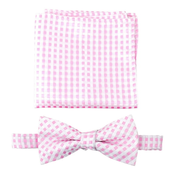 Boys & Men Adjustable Pre-Tied Bow Tie Elegant Bow Tie Set | Pink Bow Ties & Pocket Square