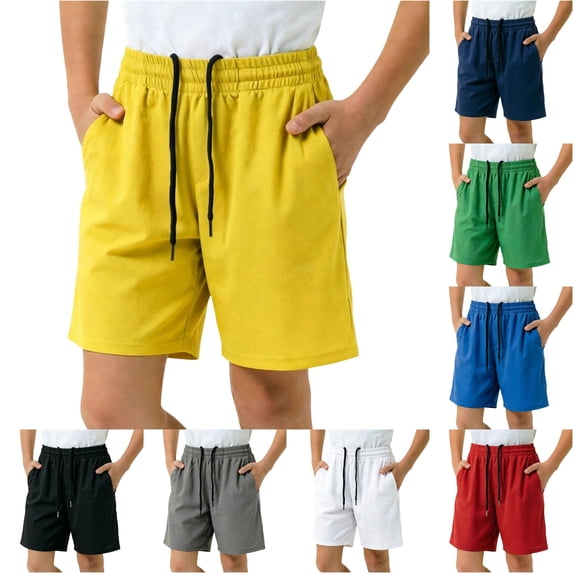 Boys Mesh Basketball Shorts Hidden Inner Drawstring Waist Side Pocket Gym Shorts 4‑16Y