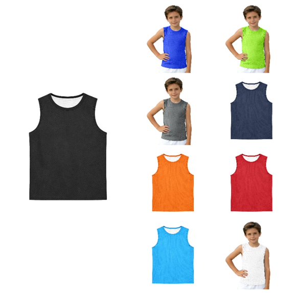 Boys Mesh Breathable Sleeveless Tank Top, Kids Quick Dry Solid Color Athletic Workout Vest, Casual Sports Undershirt for 5-12 Years