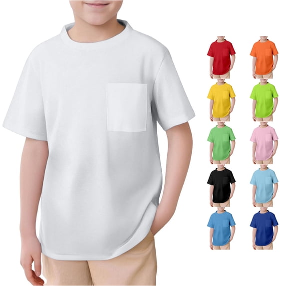 Boys Mesh Short Sleeve T Shirt Kids Unisex Crew Neck Top Tee With Pocket Toddler Children Summer Casual Kids Loose Fit Basic Tees