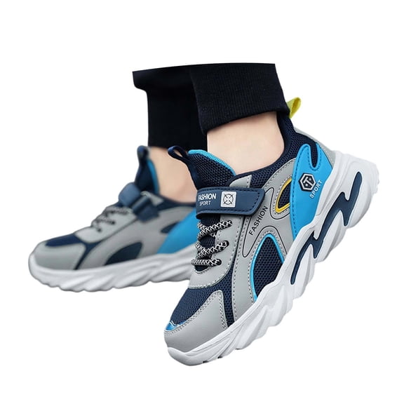 Boys' Summer Running Shoes Fashion Sport Print Lightweight Breathable Comfort Mesh Sneakers Blue 11.5 Y-12 Y