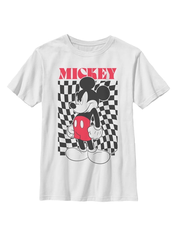Boys Mickey & Friends Checkered Mad Pose T Shirt