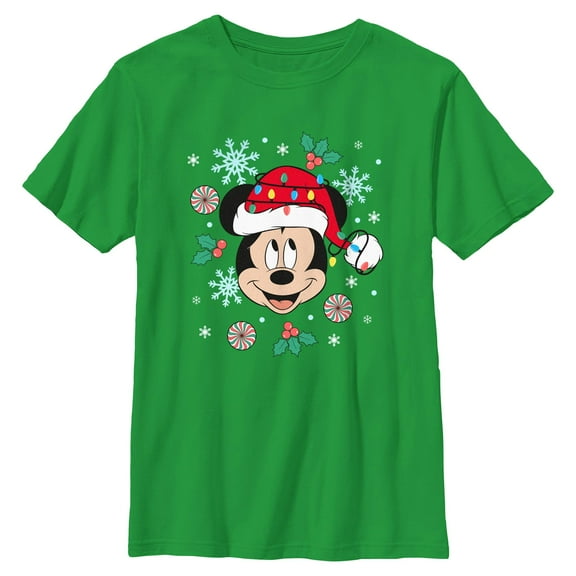 Boys Mickey & Friends Christmas Hat Ornaments Mouse Portrait T Shirt
