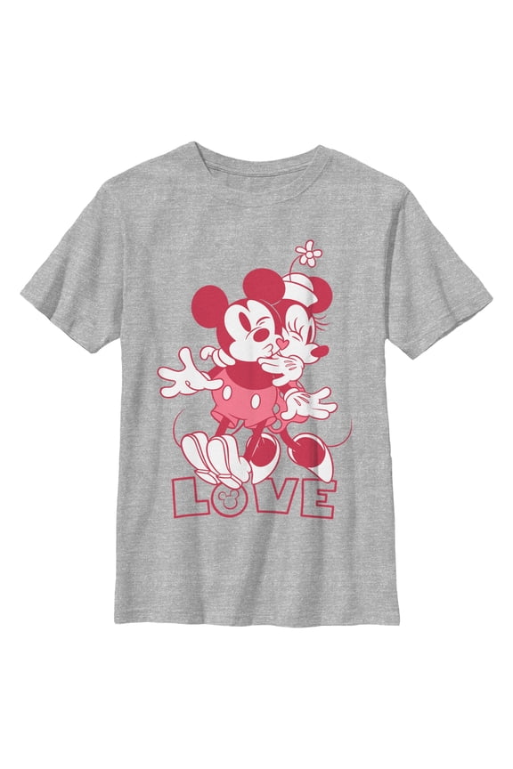 Boys Mickey & Friends Cute Retro Kiss Love T Shirt