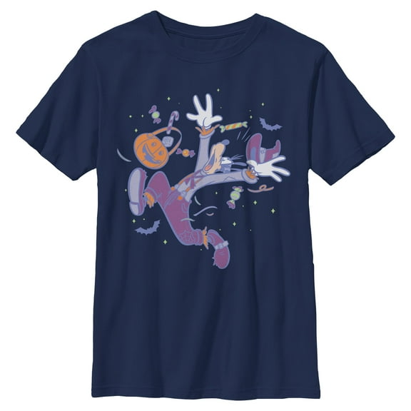 Boys Mickey & Friends Halloween Goofy Candy Basket Scared Pose T Shirt