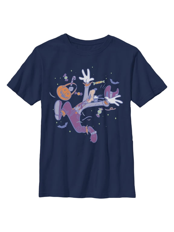 Boys Mickey & Friends Halloween Goofy Candy Basket Scared Pose T Shirt