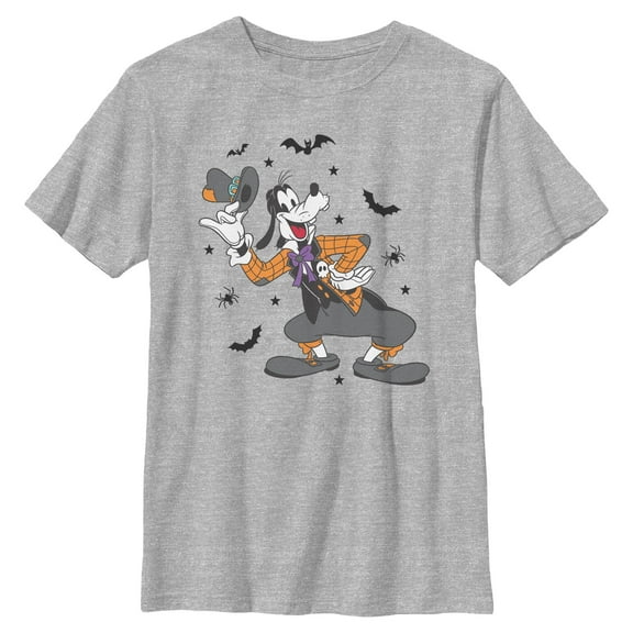 Boys Mickey & Friends Halloween Goofy Tipping Hat Bats and Spiders T Shirt