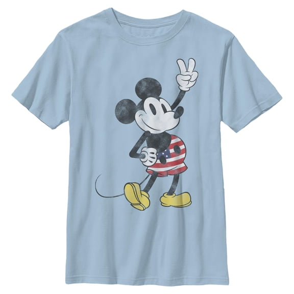 Boys Mickey & Friends Retro American Peace Sign T Shirt