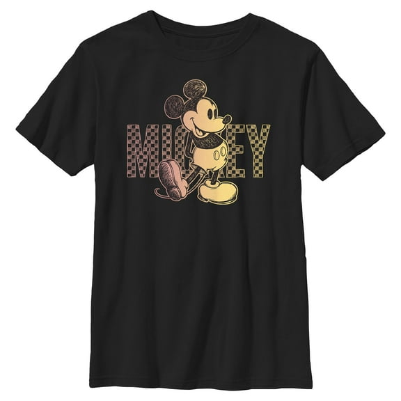 Boys Mickey & Friends Retro Check Sketch T Shirt