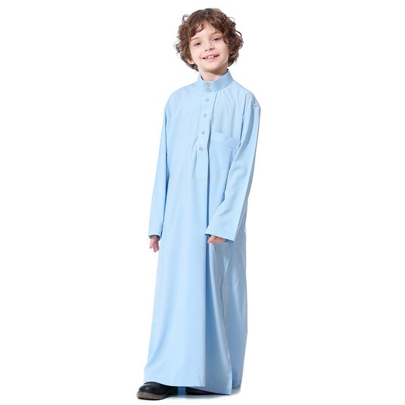 Boys Middle Muslim Pure Fashion Dresses And Long Topcoats Comfortable Blouse Boys Sweater Coat Tops Spring Fall Clothes Boys Blue Fish Multi
