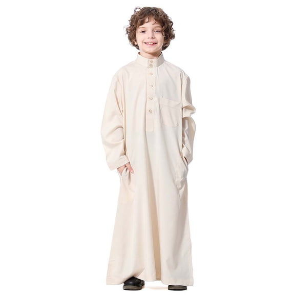 Boys Middle Muslim Pure Fashion Dresses And Long Topcoats Comfortable Blouse Boys Sweater Coat Tops Spring Fall Clothes Boys Simple Joys