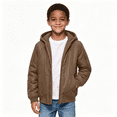 thumbnail image 1 of Boys Midweight Puff Jacket with Hood Warm Relaxed Fit Casual Zip Up Kids Winter Coats Khaki 8 Years, 1 of 7