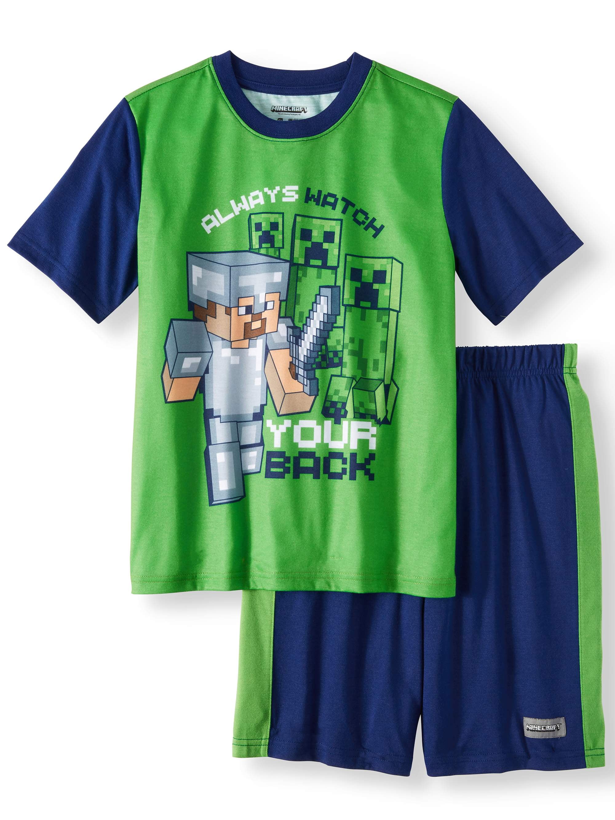 Boys' Minecraft 2 Piece Pajama Sleep Set (Little Boy & Big Boy ...