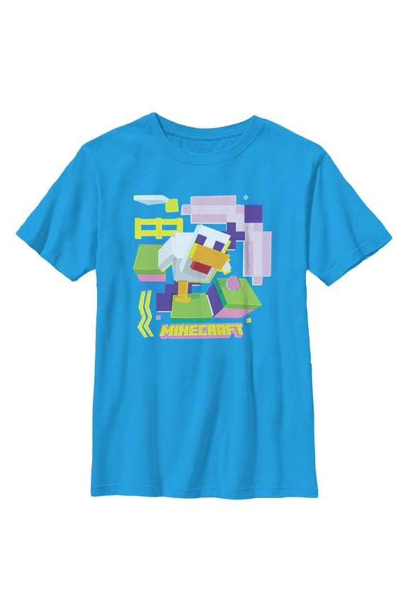 Boys Minecraft Abstract Chicken T Shirt