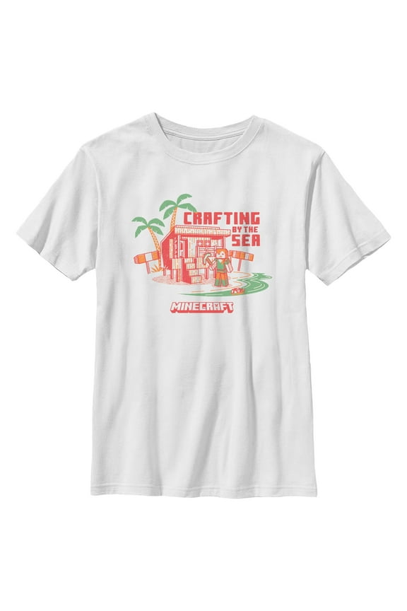 Boys Minecraft Alex Crafting by the Sea T Shirt