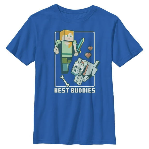 Boys Minecraft Alex and Wolf Best Buddies T Shirt