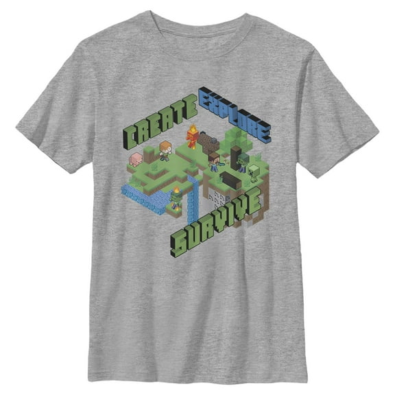 Boys' Husky Minecraft Create Explore Survive Map T Shirt