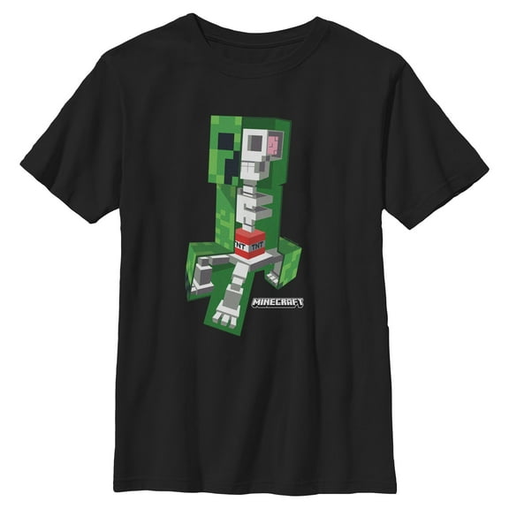 Boys Minecraft Creeper Skeleton Dynamite Full Shot T Shirt