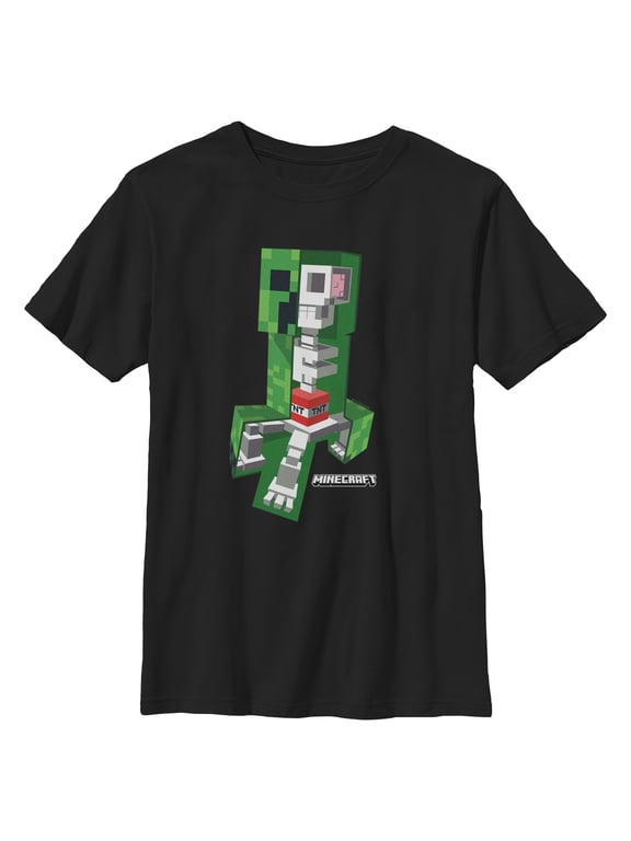 Boys Minecraft Creeper Skeleton Dynamite Full Shot T Shirt