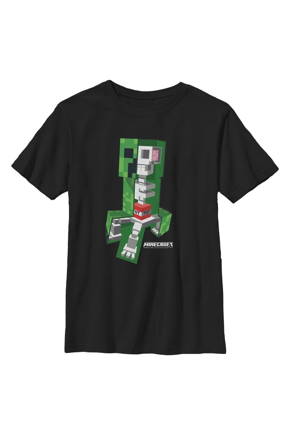 Boys Minecraft Creeper Skeleton Dynamite Full Shot T Shirt