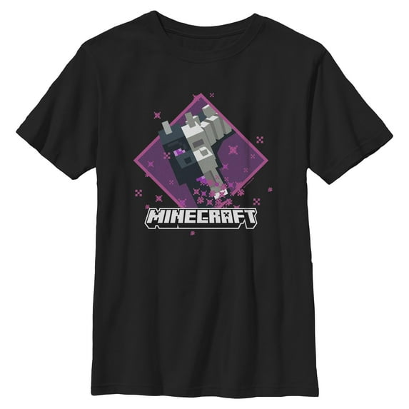 Boys Minecraft Ender Dragon Skeleton Purple Badge T Shirt