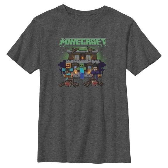 Boys Minecraft Halloween Creeper Haunted House T Shirt