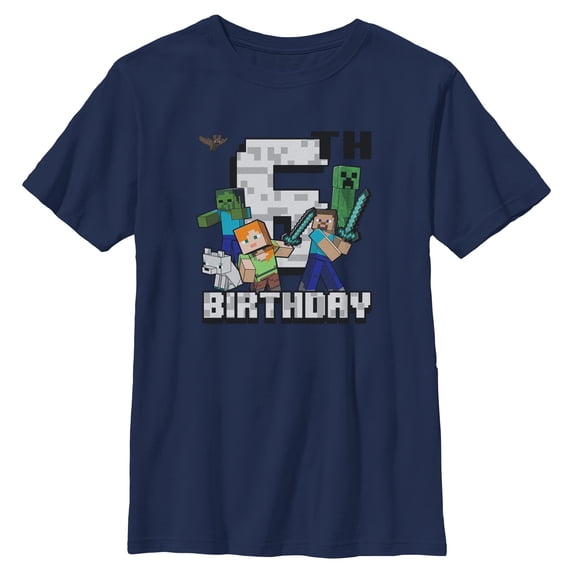 Boys Minecraft Happy 6th Birthday T Shirt