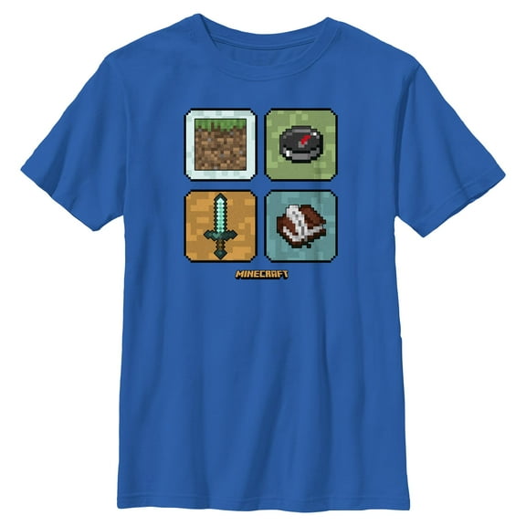 Boys Minecraft Pixel Item Grid T Shirt