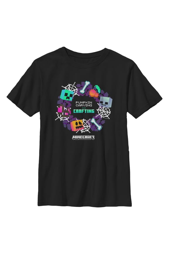 Boys Minecraft Pumpkin Carving And Crafting T Shirt