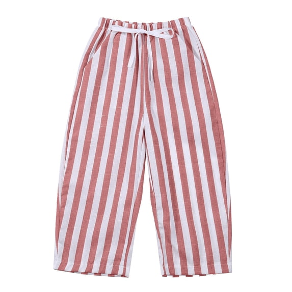 Boys Minimalist Striped Linen Harem Pants Elastic Waist Casual Trousers for Baby Toddler Daily Wear Spring Summer