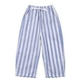 thumbnail image 1 of Boys Minimalist Striped Linen Harem Pants Elastic Waist Casual Trousers for Baby Toddler Daily Wear Spring Summer, 1 of 6