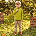 thumbnail image 1 of Boys Mock Neck Sweatshirt Quarter Zip Thermal Long Sleeve Pullover, Half Zip Collared Top, Kids Winter Clothes, 1 of 8