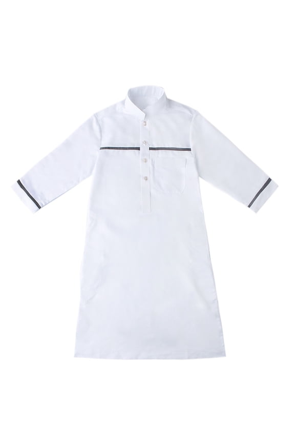 Boys Muslim Kaftan Arabic Prayer Dress for Boys Muslim Thobe Long Sleeve Kaftan Kids Ramadan Eid Outfit 𝐈slamic Clothing