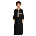 thumbnail image 1 of Boys Muslim Robe Thobe Traditional Ethnic Style Long Sleeve Casual Jumpsuit With Pockets For And Daily Wear/Black/100/3Y, 1 of 5