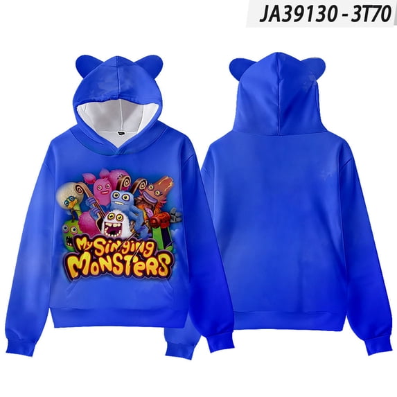 Boys My Singing Monsters Figure Printed Hoodie Kids My Singing Monsters Cat's Ear Shaped Sweatshirt