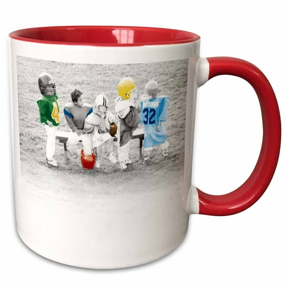 3drose, Boys N Football, 11oz Two-tone Red Mug