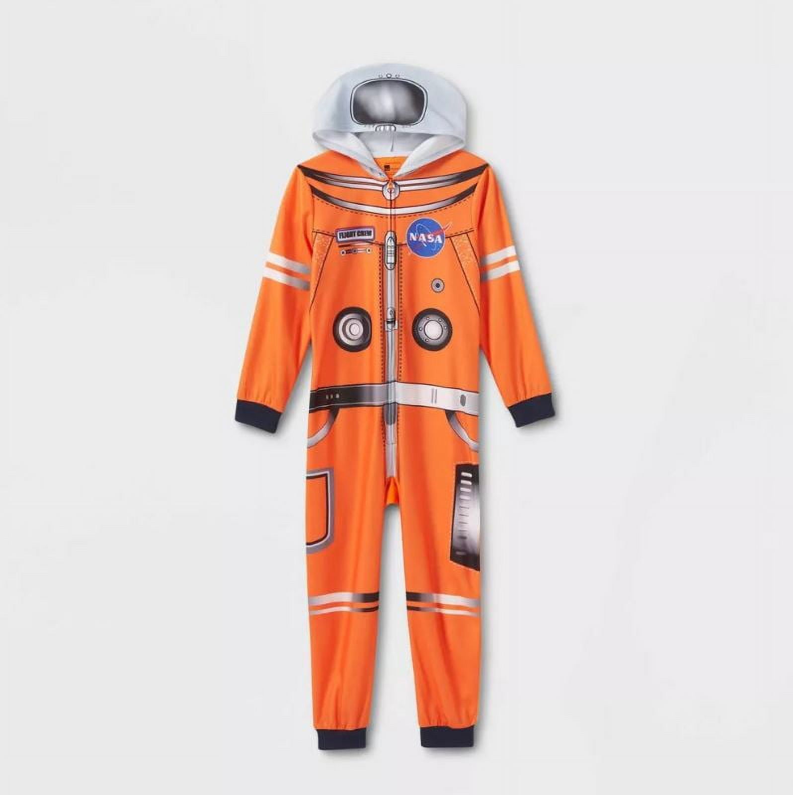 Boys NASA Pajama One Piece Jumpsuit Orange XS 4 5